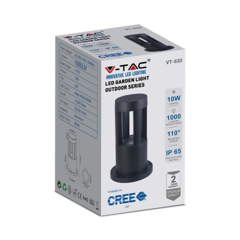 Słupek Ogrodowy V-TAC 10W LED IP65 Czarny 25cm VT-830-N 6400K 1000lm