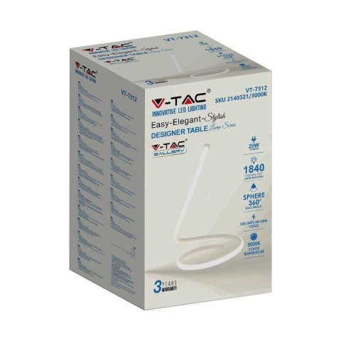 Lampka LED V-TAC Gięty Biały Profil 20W 35cm VT-7312-W-N 3000K 1840lm 3 Lata Gwarancji Lampka LED V-TAC Gięty Biały Profil 20W 35cm VT-7312-W-N 3000K 1840lm 3 Lata Gwarancji