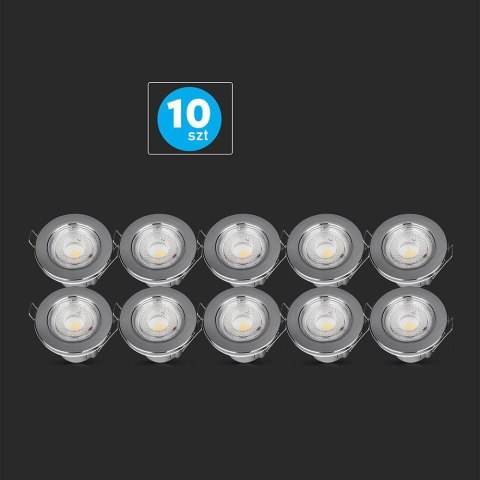 Oczko LED V-TAC SAMSUNG CHIP 5W Hermetyczne IP65 Ściemnialne Chrom (Opak. 10szt) VT-885 4000K 440lm 5 Lat Gwarancji