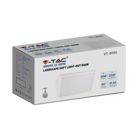 Oprawa Ścienna V-TAC 20W LED Ukośna Biała IP65 VT-8055 6400K 2045lm
