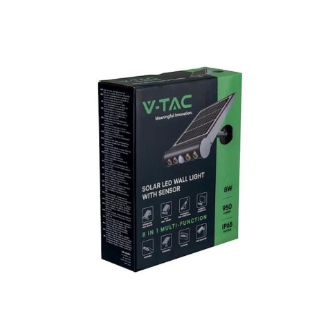 Projektor Solarny 8W LED Czarny 8w1 Czujnik Ruchu IP65 V-TAC VT-11108 4000K 950lm