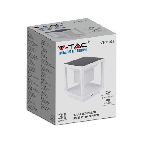 Słupek Ogrodowy Solarny V-TAC 2W LED Czujnik Ruchu IP65 Biały VT-11022 3000K 90lm 3 Lata Gwarancji Słupek Ogrodowy Solarny V-TAC 2W LED Czujnik Ruchu IP65 Biały VT-11022 3000K 90lm 3 Lata Gwarancji