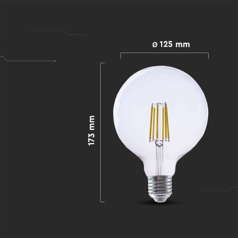 Żarówka LED V-TAC 4W E27 Filament Kula Glob G125 210Lm/W VT-2344 3000K 840lm Żarówka LED V-TAC 4W E27 Filament Kula Glob G125 210Lm/W VT-2344 3000K 840lm