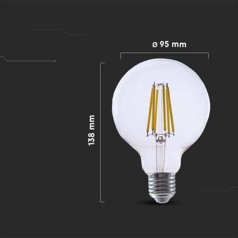 Żarówka LED V-TAC 4W E27 Filament Kula Glob G95 210Lm/W VT-2354 3000K 840lm Żarówka LED V-TAC 4W E27 Filament Kula Glob G95 210Lm/W VT-2354 3000K 840lm