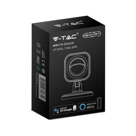 Czujnik Ruchu WiFi Podczerwień Biały SMART Google Home ALEXA V-TAC VT-5176 Czujnik Ruchu WiFi Podczerwień Biały SMART Google Home ALEXA V-TAC VT-5176