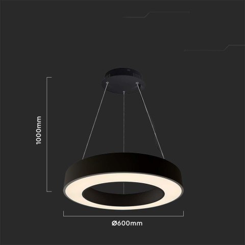 Oprawa Zwieszana V-TAC 50W LED TRIAC Czarna fi.60cm VT-7760-B 4000K 6100lm Oprawa Zwieszana V-TAC 50W LED TRIAC Czarna fi.60cm VT-7760-B 4000K 6100lm