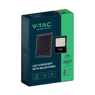 Projektor LED Solarny V-TAC 20W Pilot, AUTO, Timer IP65 VT-55300 4000K 2400lm
