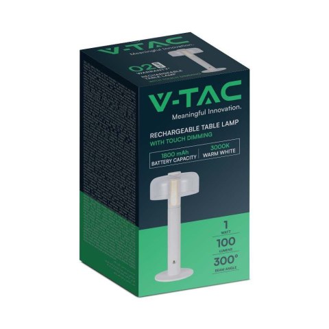 Lampka Biurkowa Nocna V-TAC 1W LED 30cm Ładowanie USB Ściemnianie Biała VT-1049 3000K 100lm