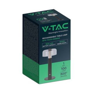Lampka Biurkowa Nocna V-TAC 1W LED 30cm Ładowanie USB Ściemnianie Czarna VT-1049 3000K 100lm