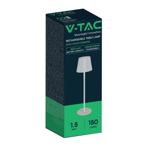 Lampka Biurkowa Nocna V-TAC 4W LED 37cm Ładowanie USB Ściemnianie Biała VT-1028 3000K-6000K 150lm