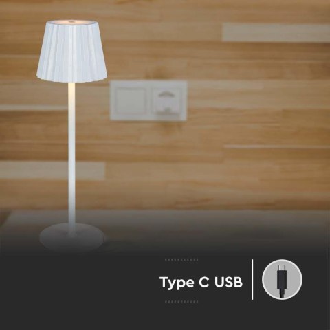 Lampka Biurkowa Nocna V-TAC 4W LED 37cm Ładowanie USB Ściemnianie Biała VT-1028 3000K-6000K 150lm