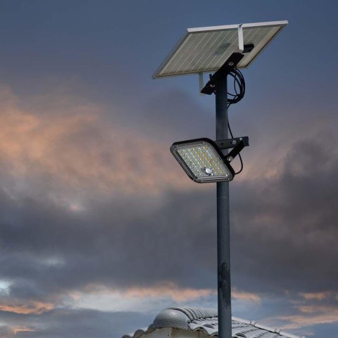 Projektor LED Solarny V-TAC 10W IP65, Pilot Timer, LiFePo 3.7V 6000mA Czarny VT-411 4000K 1500lm 3 Lata Gwarancji