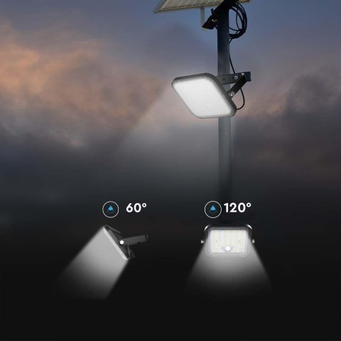 Projektor LED Solarny V-TAC 10W IP65, Pilot Timer, LiFePo 3.7V 6000mA Czarny VT-411 4000K 1500lm 3 Lata Gwarancji