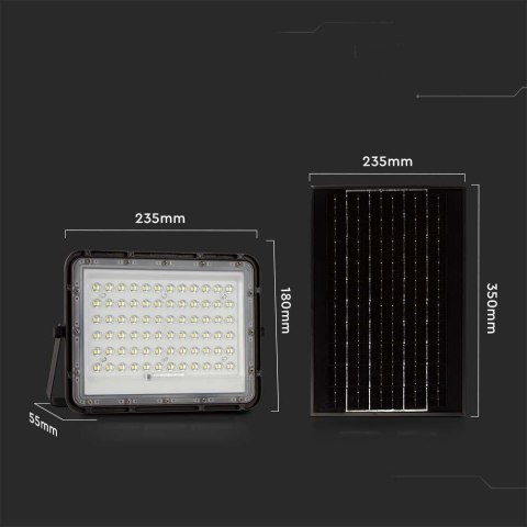 Projektor LED Solarny V-TAC 15W Pilot, AUTO, Timer, IP65 Czarny VT-120W 6400K 1200lm