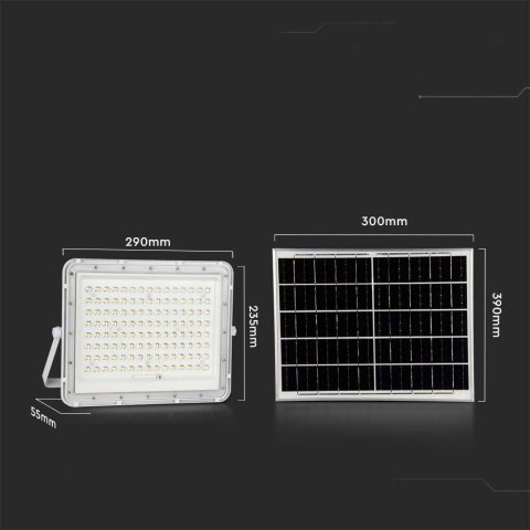 Projektor LED Solarny V-TAC 20W Pilot, AUTO, Timer, IP65 Biały VT-180W-W 6400K 1800lm