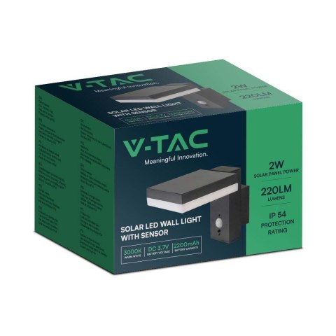 Kinkiet Ogrodowy Ścienny Solarny V-TAC 5.5W LED Czujnik Ruchu Kwadrat IP54 VT-1147 3000K 220lm 3 Lata Gwarancji Kinkiet Ogrodowy Ścienny Solarny V-TAC 5.5W LED Czujnik Ruchu Kwadrat IP54 VT-1147 3000K 220lm 3 Lata Gwarancji