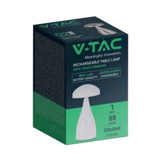 Lampka Biurkowa Nocna V-TAC 1W LED 22cm Ładowanie USB Ściemnianie Biała VT-1041 3000K-6000K 55lm