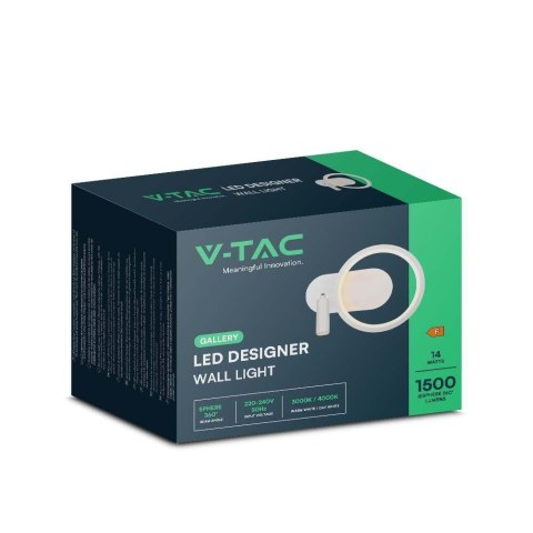 Oprawa Kinkiet Ścienny V-TAC LED 14W Biała VT-7906 3000K 1500lm Oprawa Kinkiet Ścienny V-TAC LED 14W Biała VT-7906 3000K 1500lm