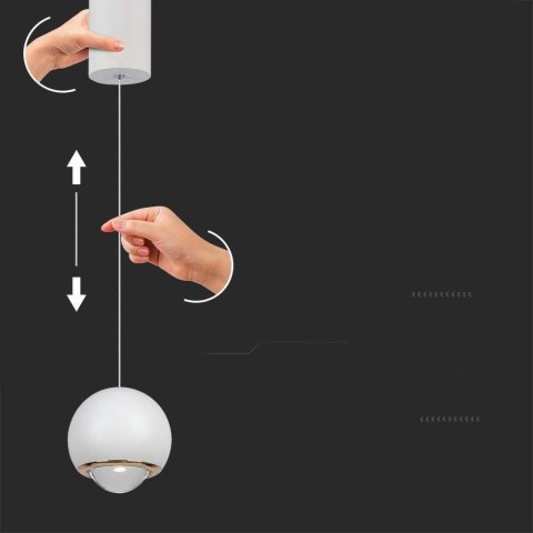 Oprawa Zwieszana V-TAC LED 6W regulowana 200cm Biała VT-7508 3000K 500lm