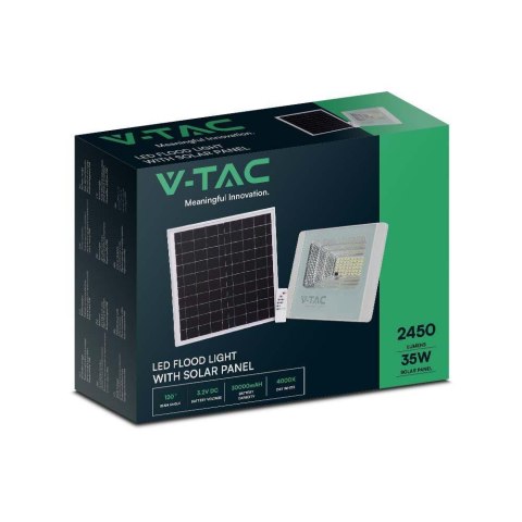 Projektor LED Solarny V-TAC 35W Biały IP65, Pilot, Timer VT-100W 4000K 2450lm