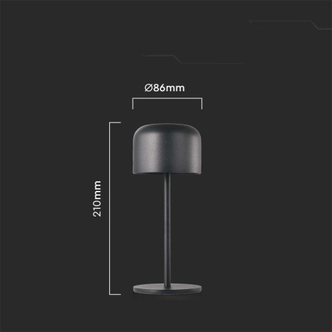 Lampka Biurkowa Nocna V-TAC 1,5W LED 21cm Ładowanie Ściemnianie Czarna VT-1181 2700K-5700K 150lm