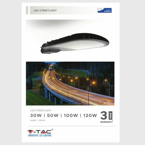 Oprawa Uliczna LED V-TAC SAMSUNG CHIP 120W VT-121ST 4000K 12000lm 3 Lata Gwarancji