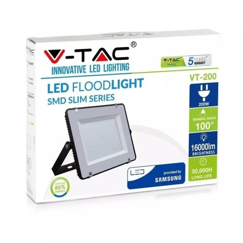 Projektor LED V-TAC 200W SAMSUNG CHIP Czarny VT-200-B 4000K 16000lm 5 Lat Gwarancji
