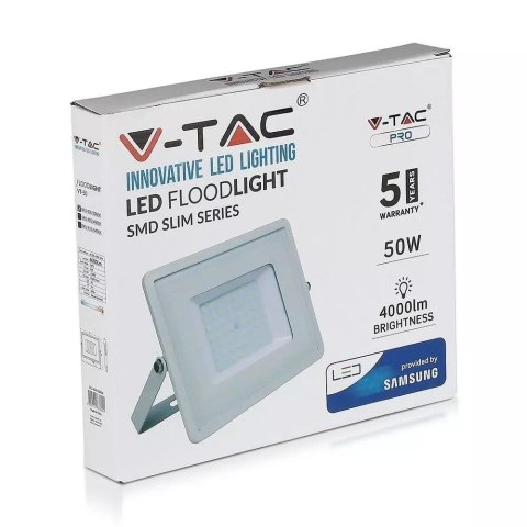 Projektor LED V-TAC 50W SAMSUNG CHIP Biały VT-50 4000K 4000lm 5 Lat Gwarancji