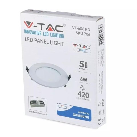 Panel Premium V-TAC 6W LED SAMSUNG CHIP Okrągły 120x12mm VT-606RD 4000K 420lm 5 Lat Gwarancji Panel Premium V-TAC 6W LED SAMSUNG CHIP Okrągły 120x12mm VT-606RD 4000K 420lm 5 Lat Gwarancji