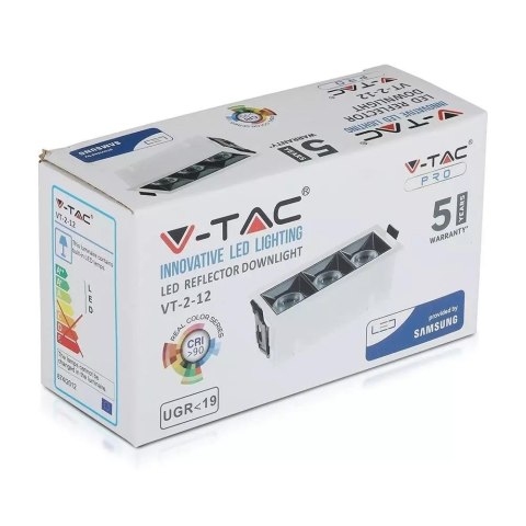 Oprawa V-TAC Downlight SAMSUNG CHIP 12W UGR19 CRI90+ 36st VT-2-12-1 4000K 960lm 5 Lat Gwarancji Oprawa V-TAC Downlight SAMSUNG CHIP 12W UGR19 CRI90+ 36st VT-2-12-1 4000K 960lm 5 Lat Gwarancji