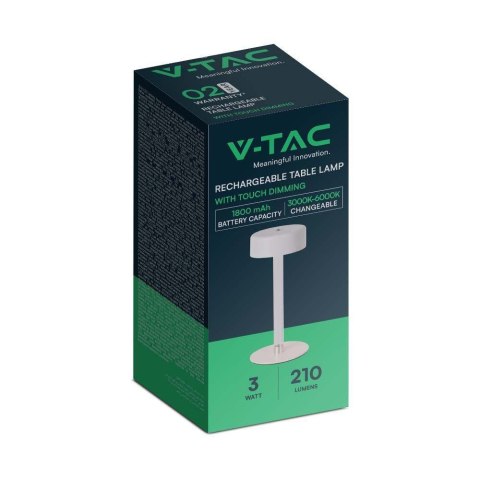 Lampka Biurkowa Nocna V-TAC 3W LED 23cm Ładowanie USB CCT Ściemnianie Biała VT-7567 3000K-6000K 210lm