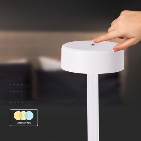 Lampka Biurkowa Nocna V-TAC 3W LED 23cm Ładowanie USB CCT Ściemnianie Biała VT-7567 3000K-6000K 210lm