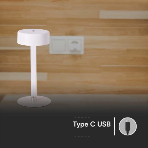 Lampka Biurkowa Nocna V-TAC 3W LED 23cm Ładowanie USB CCT Ściemnianie Biała VT-7567 3000K-6000K 210lm