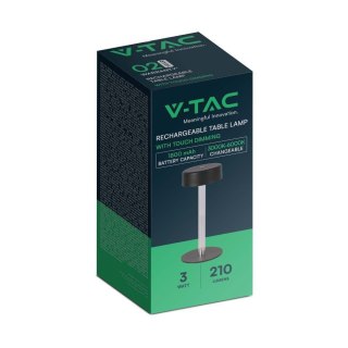 Lampka Biurkowa Nocna V-TAC 3W LED 23cm Ładowanie USB CCT Ściemnianie Czarna VT-7567 3000K-6000K 210lm