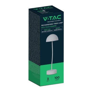 Lampka Biurkowa Nocna V-TAC 3W LED Ładowanie Ściemnianie Biała VT-7574 3000K 100lm
