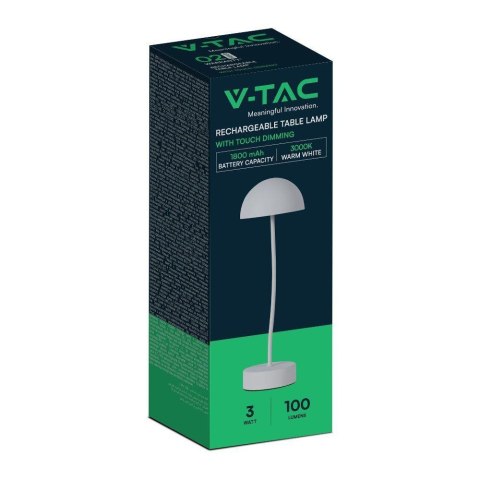 Lampka Biurkowa Nocna V-TAC 3W LED Ładowanie Ściemnianie Biała VT-7574 3000K 100lm