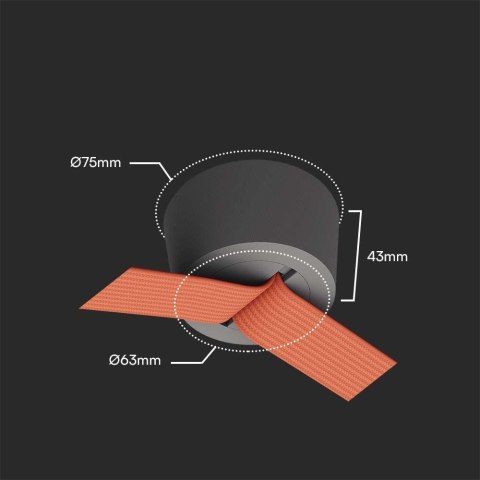 Mocowanie natynkowe 75x43mm Szynosystem Taśmowy 48V V-TAC Czarne 3 Lata Gwarancji