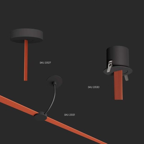Mocowanie natynkowe 75x43mm Szynosystem Taśmowy 48V V-TAC Czarne 3 Lata Gwarancji