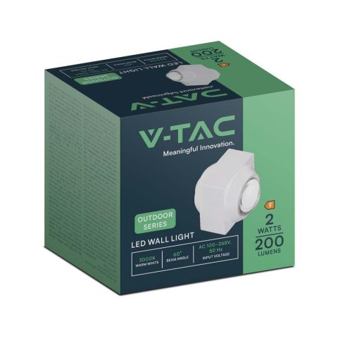Oprawa Ścienna Góra Dół V-TAC 2W LED IP54 Biała VT-2503 4000K 200lm Oprawa Ścienna Góra Dół V-TAC 2W LED IP54 Biała VT-2503 4000K 200lm
