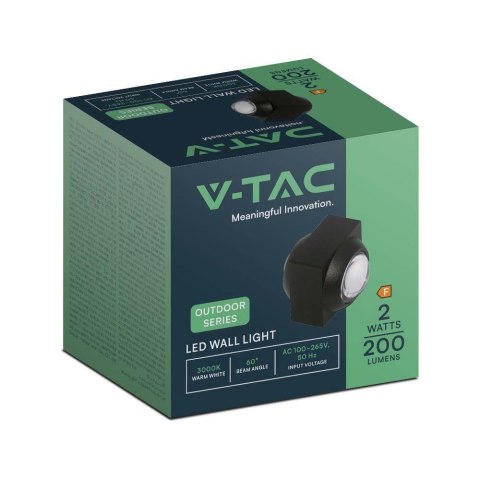 Oprawa Ścienna Góra Dół V-TAC 2W LED IP54 Czarna VT-2503 3000K 200lm Oprawa Ścienna Góra Dół V-TAC 2W LED IP54 Czarna VT-2503 3000K 200lm