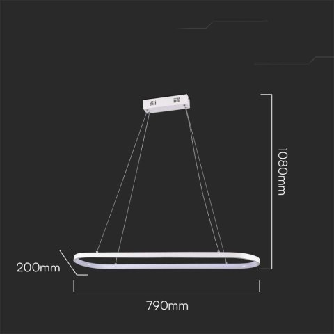Oprawa Zwieszana V-TAC 24W LED Biała VT-7825 3000K 2760lm