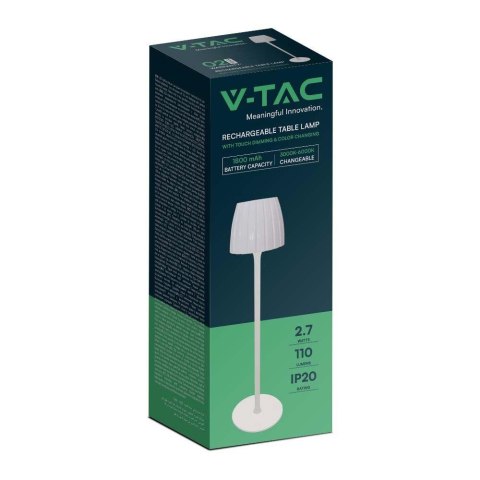 Lampka Biurkowa Nocna V-TAC 2,7W LED 34cm Ładowanie USB Ściemnianie Biała VT-7967 3000K-6000K 110lm