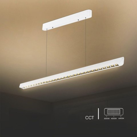 Oprawa V-TAC LED Linear SAMSUNG CHIP LIFUD Driver 36W 60st CCT Zwieszana 120cm Biała VT-7-36 3000K-4000K-6400K 2880lm 5 Lat Gwar