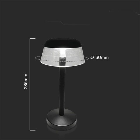 Lampka Biurkowa Nocna V-TAC 3W LED 28cm Ładowanie USB Ściemnianie Czarna VT-75002 3000K-6000K 110lm