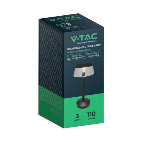 Lampka Biurkowa Nocna V-TAC 3W LED 28cm Ładowanie USB Ściemnianie Czarna VT-75002 3000K-6000K 110lm
