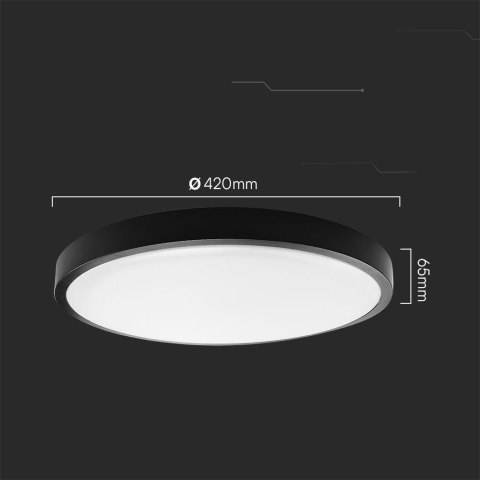 Plafon V-TAC 36W LED SAMSUNG CHIP Okrągły 42cm Natynkowy Pilot Czujnik Ruchu IP44 Czarny VT-8630S 4000K 3820lm 5 Lat Gwarancji