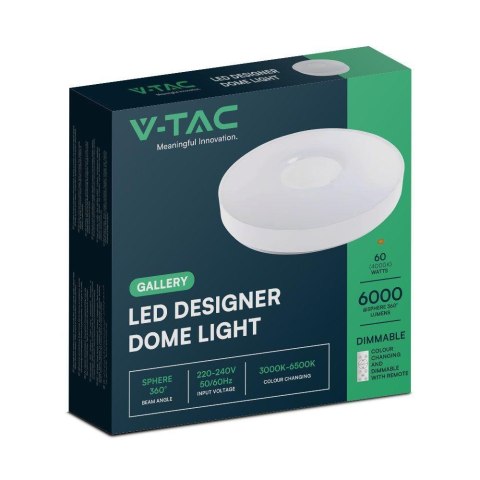 Plafon V-TAC 40W/60W VICTORY fi.49cm CCT Pilot TIMER VT-8566 3000K-6500K 6000lm