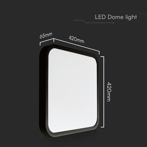 Plafon V-TAC 48W LED SAMSUNG CHIP Kwadrat 42x42cm Natynkowy IP44 Czarny VT-8630B 3000K 5160lm 5 Lat Gwarancji