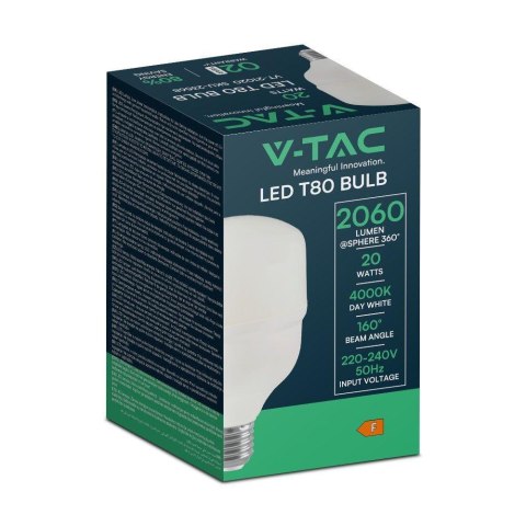 Żarówka LED V-TAC 20W T80 E27 80x133mm VT-21020 6500K 2060lm Żarówka LED V-TAC 20W T80 E27 80x133mm VT-21020 6500K 2060lm