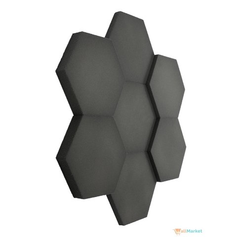 Panel akustyczny ścienny 3d WallMarket, Dekoracja ścienna 3d, Heksagon szary 32 x 27,7 x 3,5 cm